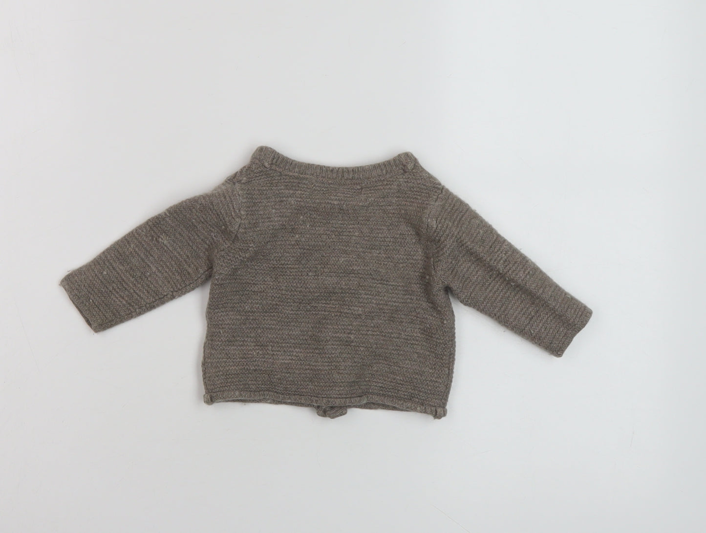 Marks and Spencer Baby Brown Wood Cardigan Jumper Size 3-6 Months Button