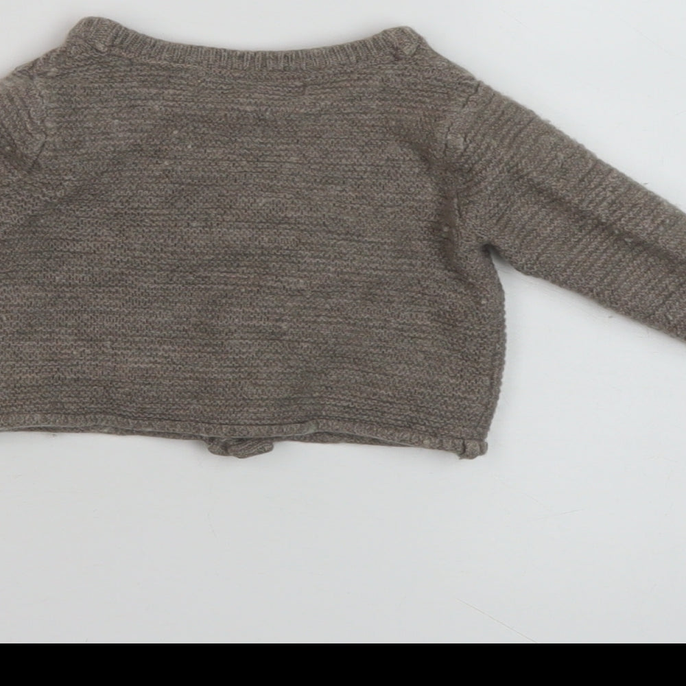 Marks and Spencer Baby Brown Wood Cardigan Jumper Size 3-6 Months Button