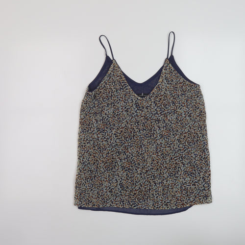 Zara Womens Beige Geometric Polyester Basic Tank Size S V-Neck