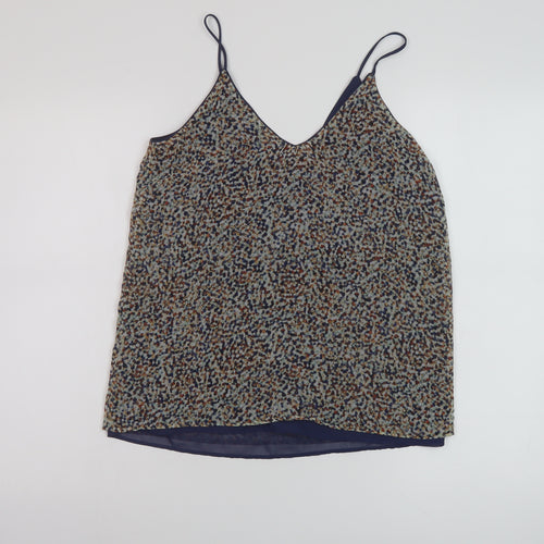 Zara Womens Beige Geometric Polyester Basic Tank Size S V-Neck