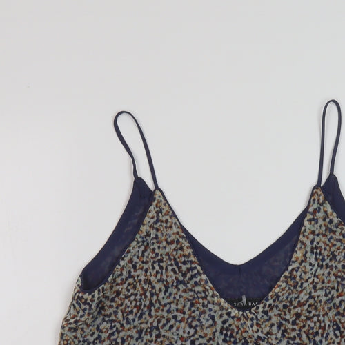 Zara Womens Beige Geometric Polyester Basic Tank Size S V-Neck