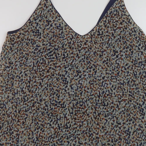 Zara Womens Beige Geometric Polyester Basic Tank Size S V-Neck
