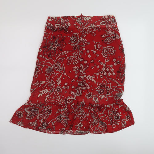 Equation Womens Red Geometric Polyester A-Line Skirt Size 10 Zip