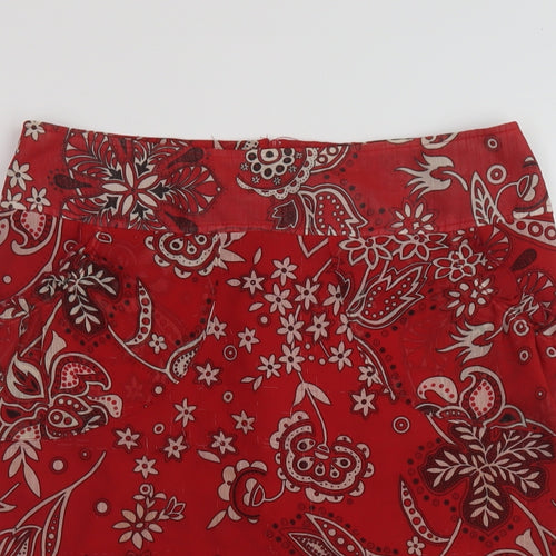 Equation Womens Red Geometric Polyester A-Line Skirt Size 10 Zip