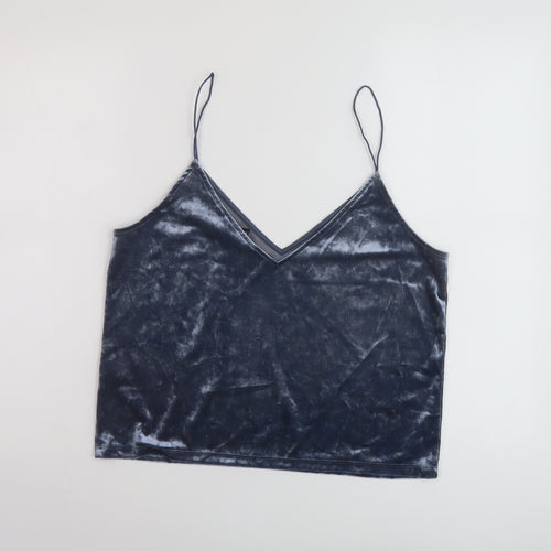 H&M Womens Blue Polyester Basic Tank Size M V-Neck