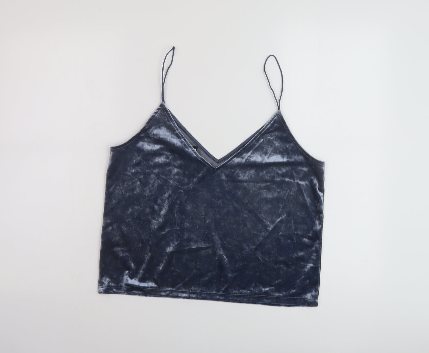 H&M Womens Blue Polyester Basic Tank Size M V-Neck