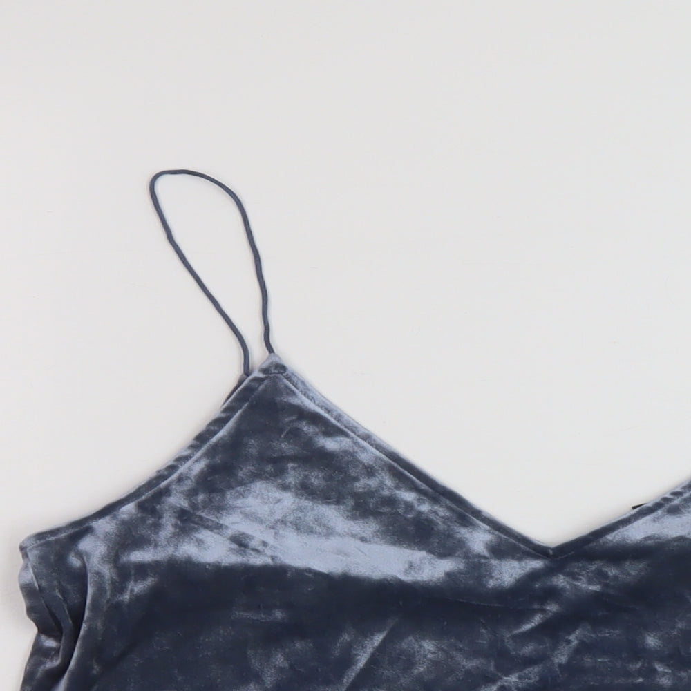H&M Womens Blue Polyester Basic Tank Size M V-Neck