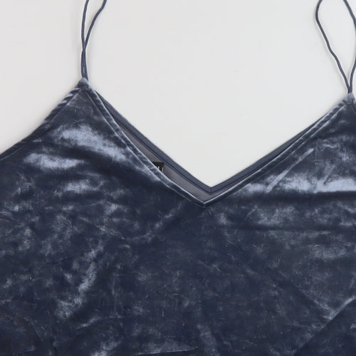 H&M Womens Blue Polyester Basic Tank Size M V-Neck