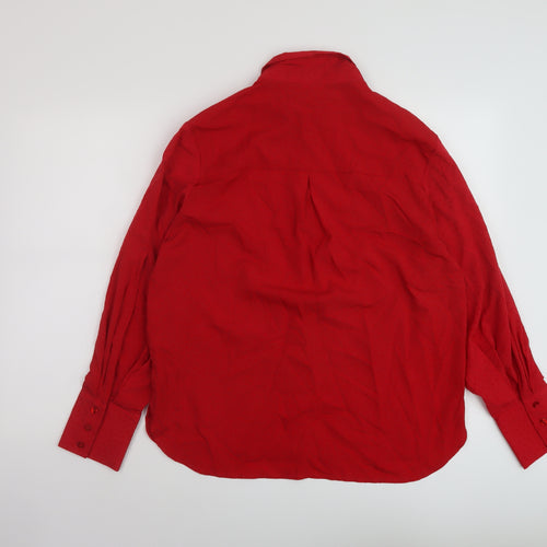 Beloved Womens Red Polyester Basic Button-Up Size 8 Collared