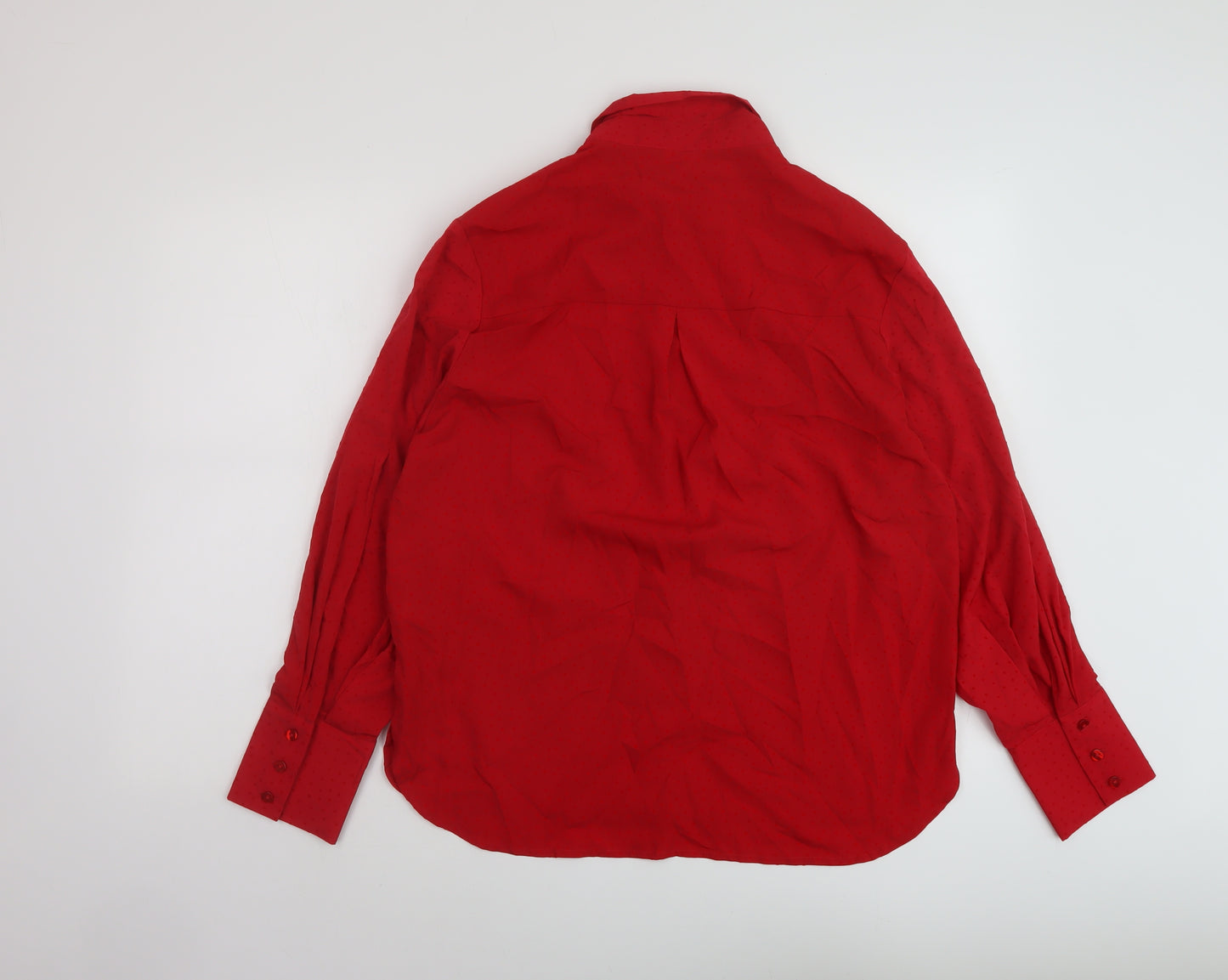 Beloved Womens Red Polyester Basic Button-Up Size 8 Collared