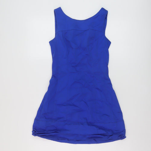 Blanco Womens Blue Polyester Mini Size S Round Neck Zip