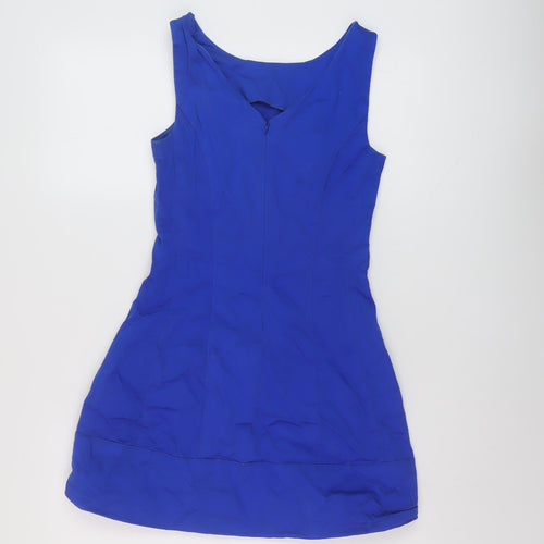 Blanco Womens Blue Polyester Mini Size S Round Neck Zip