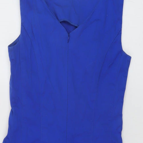 Blanco Womens Blue Polyester Mini Size S Round Neck Zip