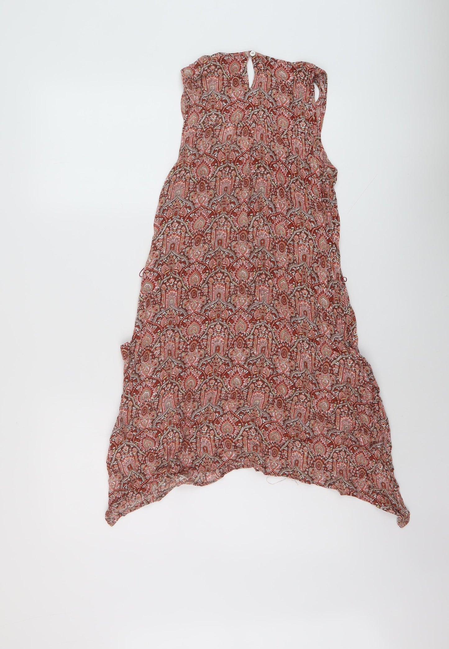 Fat Face Womens Multicoloured Geometric Viscose A-Line Size 10 Round Neck Button