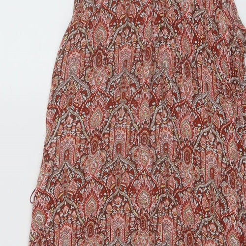 Fat Face Womens Multicoloured Geometric Viscose A-Line Size 10 Round Neck Button