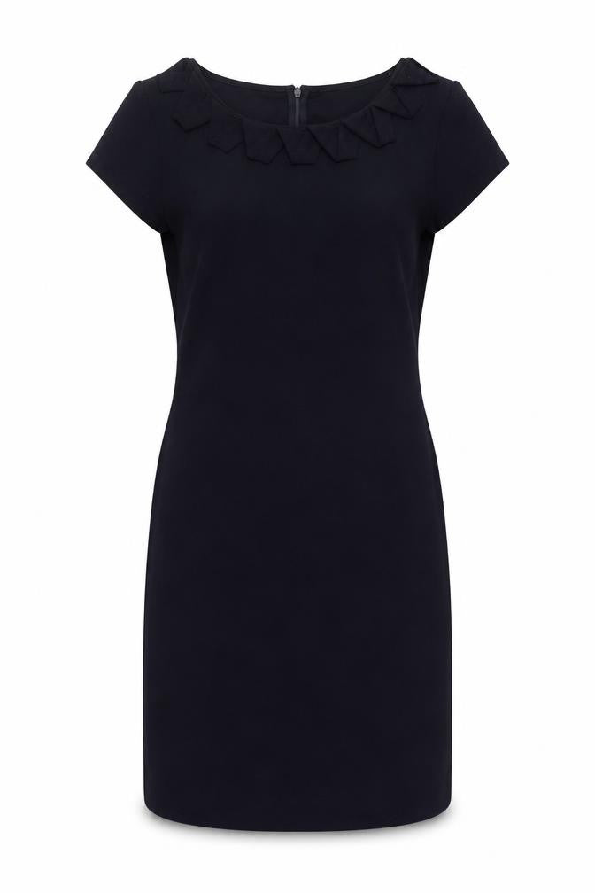 Front view of Marks & Spencer women’s blue polyester a-line, size UK 14, round neck pullover