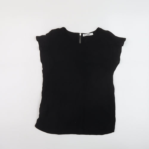 Mango Womens Black Viscose Basic T-Shirt Size XS Crew Neck