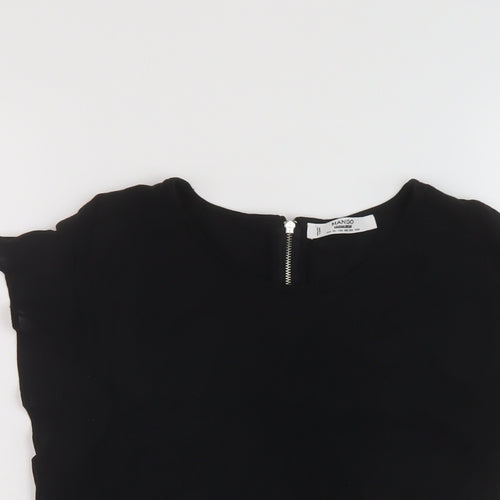 Mango Womens Black Viscose Basic T-Shirt Size XS Crew Neck
