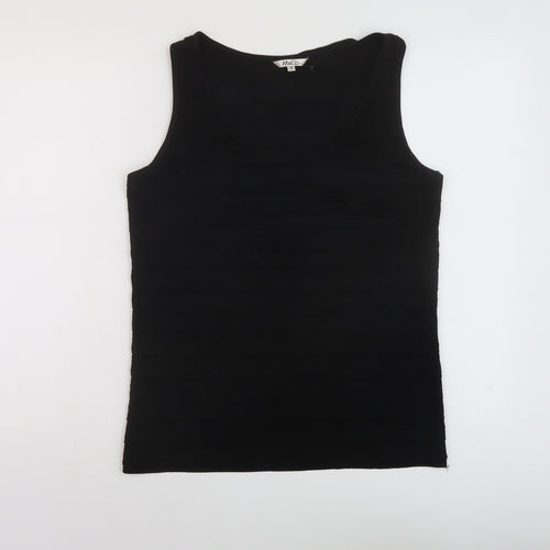 M&Co Womens Black Polyester Basic Tank Size 16 Round Neck