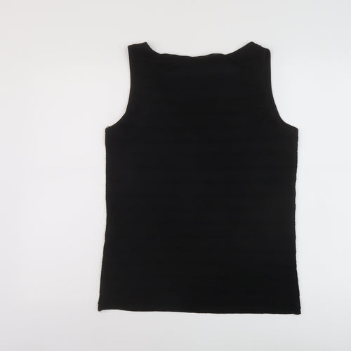 M&Co Womens Black Polyester Basic Tank Size 16 Round Neck