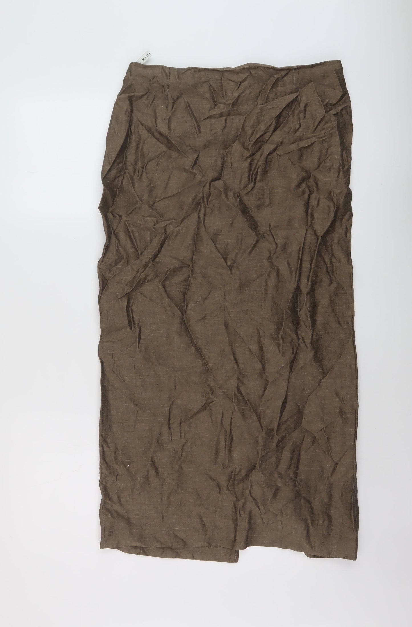 Minuet Womens Brown Linen Straight & Pencil Skirt Size 14 Zip