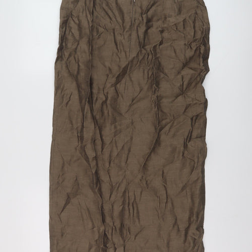Minuet Womens Brown Linen Straight & Pencil Skirt Size 14 Zip