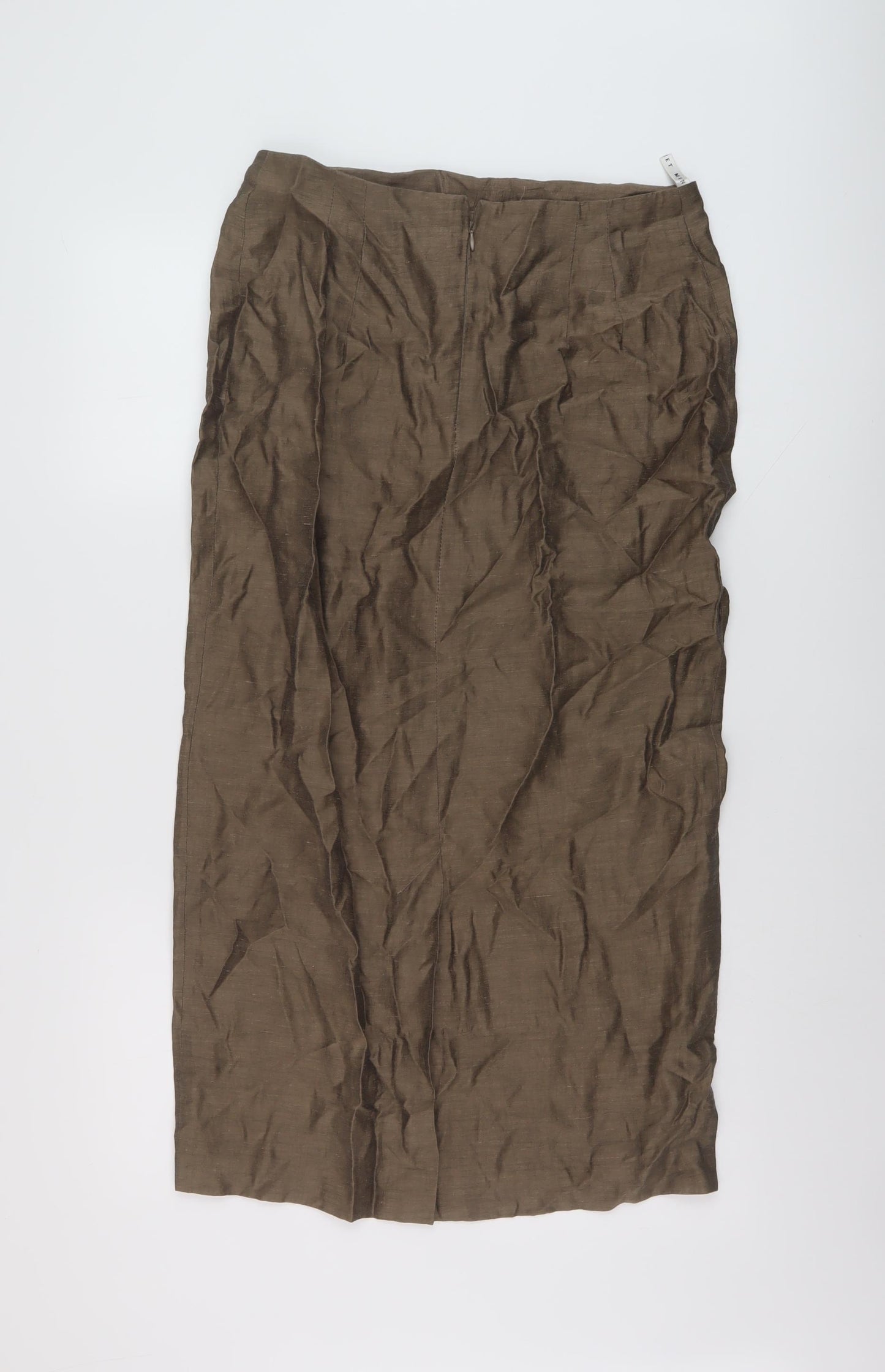 Minuet Womens Brown Linen Straight & Pencil Skirt Size 14 Zip