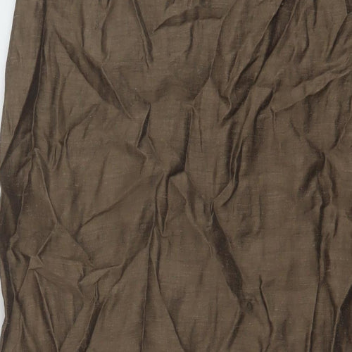 Minuet Womens Brown Linen Straight & Pencil Skirt Size 14 Zip