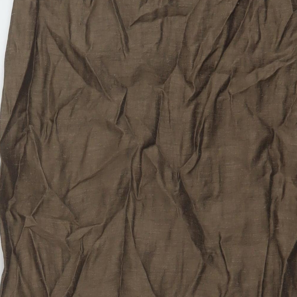 Minuet Womens Brown Linen Straight & Pencil Skirt Size 14 Zip