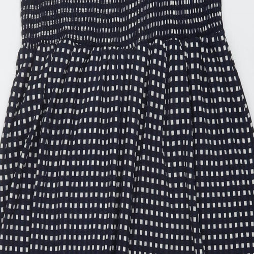 Very Womens Blue Geometric Polyester A-Line Size 10 Square Neck Pullover