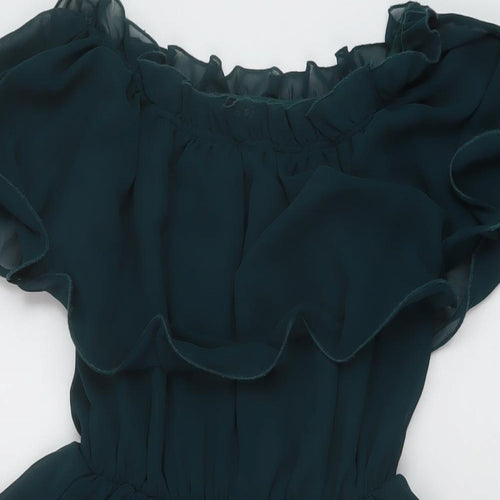 PRETTYLITTLETHING Womens Green Polyester A-Line Size 8 Square Neck Pullover