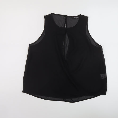 Internacionale Womens Black Polyester Basic Blouse Size 12 Round Neck