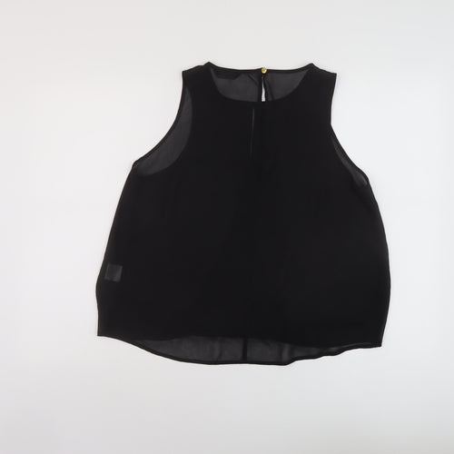 Internacionale Womens Black Polyester Basic Blouse Size 12 Round Neck