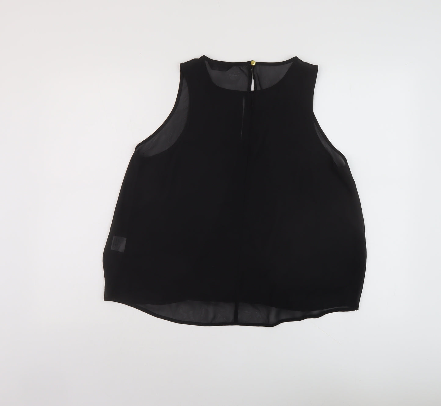 Internacionale Womens Black Polyester Basic Blouse Size 12 Round Neck