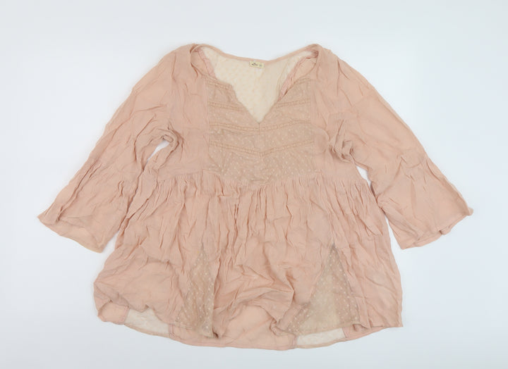 Hollister Womens Pink Cotton Basic Blouse Size M V-Neck