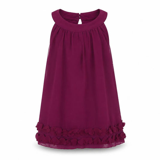 Front view of Star girls’ purple polyester a-line, size 8, years round neck button