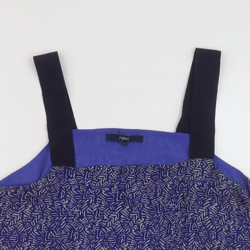 NEXT Womens Blue Geometric Polyester Basic Tank Size 12 Square Neck