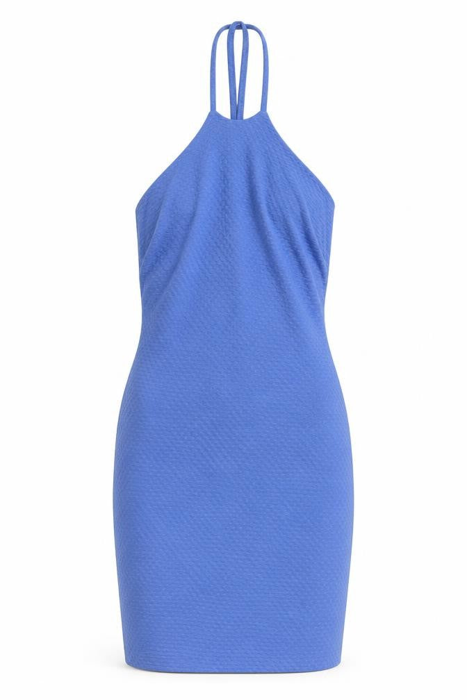 Miss Selfridge Womens Blue Polyester Mini Size 8 Halter Pullover