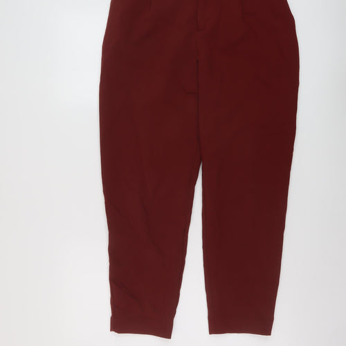 Zara Womens Red Polyester Trousers Size S L26 in Regular Zip