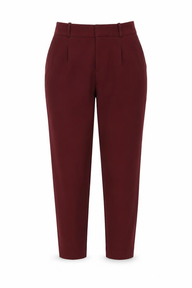 Front view of Zara women’s red polyester trousers, size S, 26-inch leg regular zip