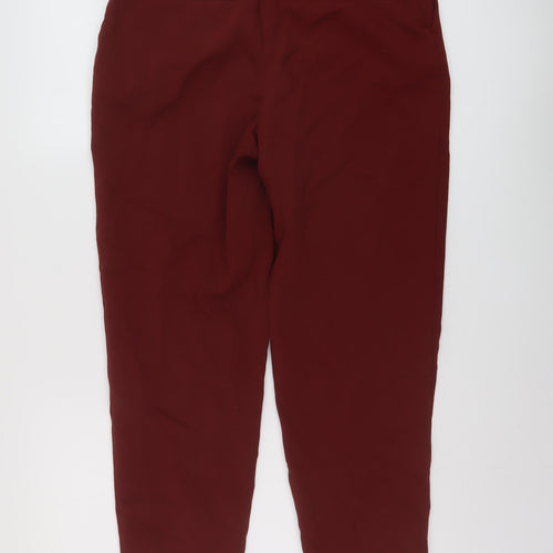 Zara Womens Red Polyester Trousers Size S L26 in Regular Zip