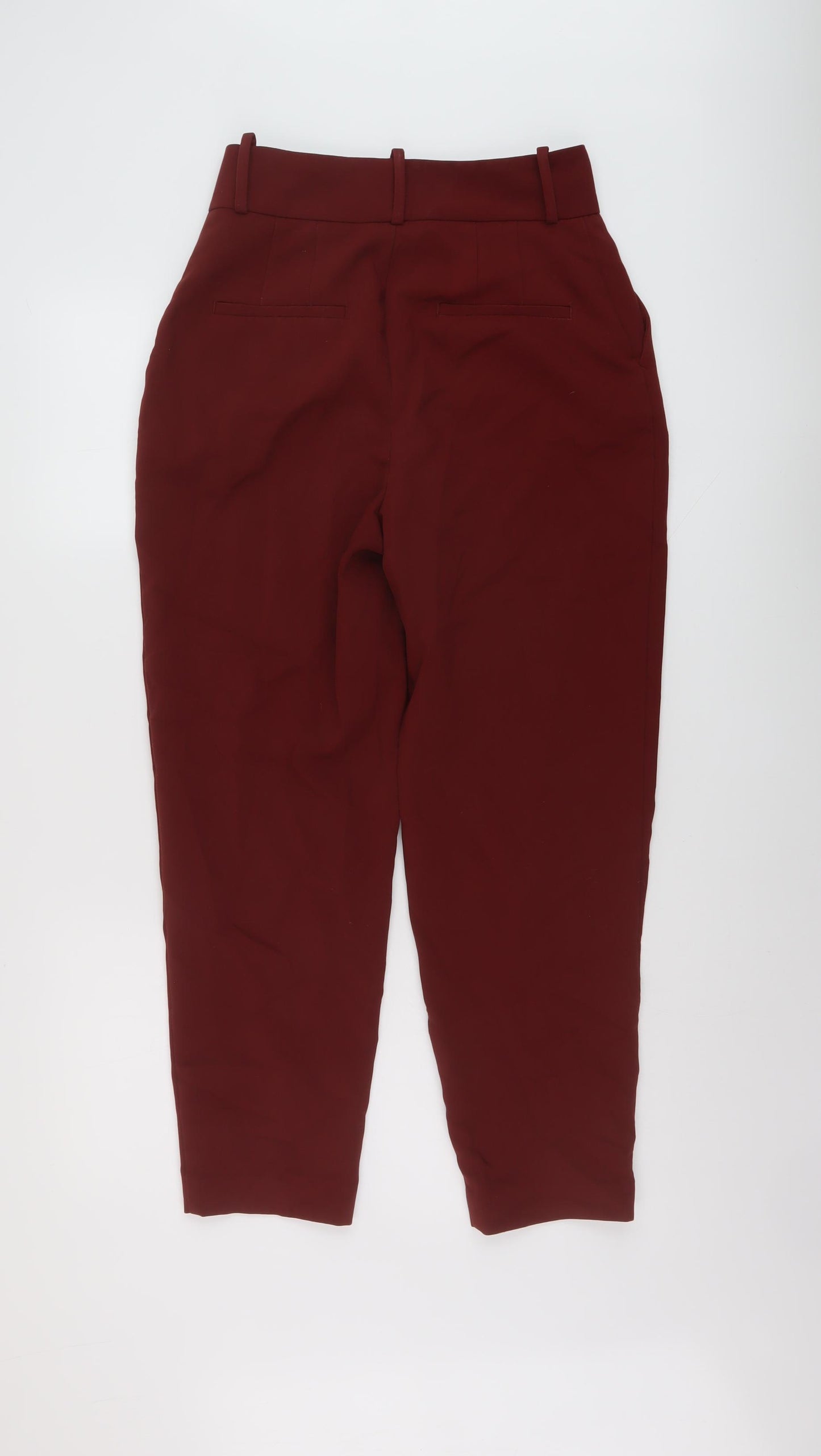Zara Womens Red Polyester Trousers Size S L26 in Regular Zip