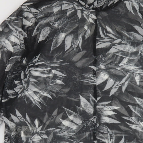 Zara Womens Black Floral Polyester Basic Blouse Size S Mock Neck