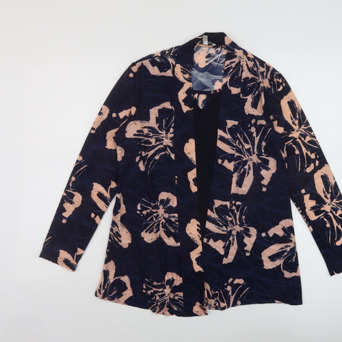 Annabelle Womens Blue Floral Polyester Basic Blouse Size 10 Round Neck