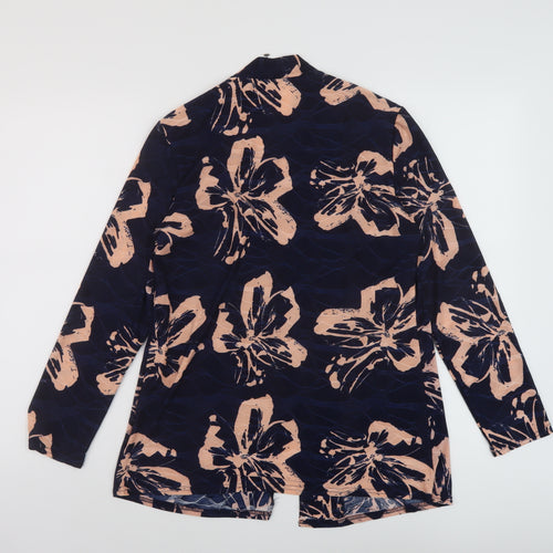 Annabelle Womens Blue Floral Polyester Basic Blouse Size 10 Round Neck
