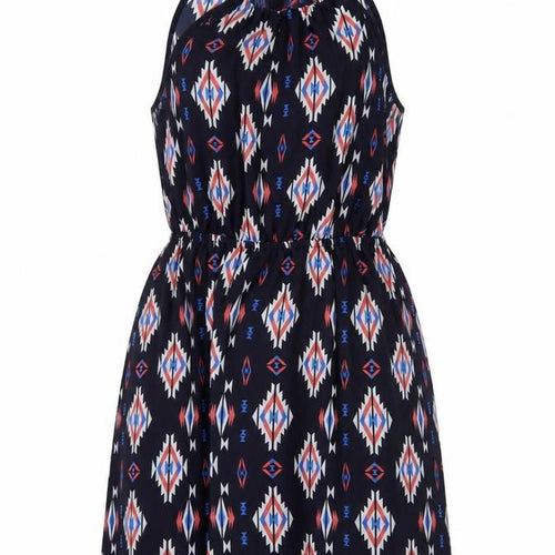 Forever 21 Womens Blue Geometric Polyester A-Line Size L Round Neck Tie