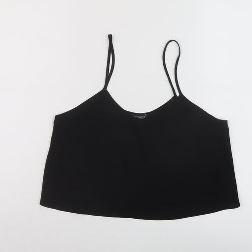 Topship Womens Black Polyester Cropped Tank Size 10 Round Neck
