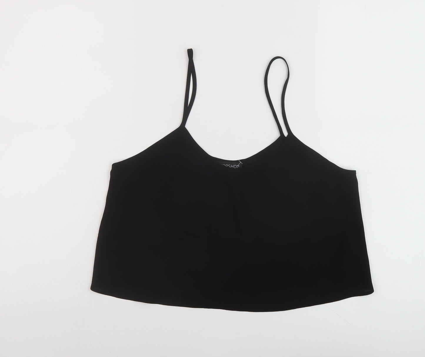 Topship Womens Black Polyester Cropped Tank Size 10 Round Neck