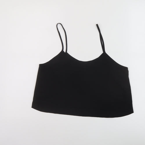 Topship Womens Black Polyester Cropped Tank Size 10 Round Neck