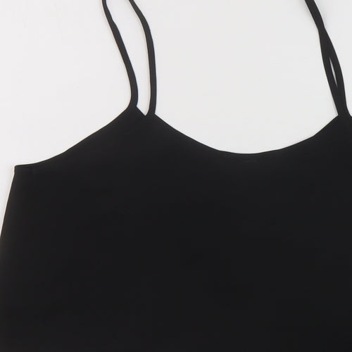 Topship Womens Black Polyester Cropped Tank Size 10 Round Neck